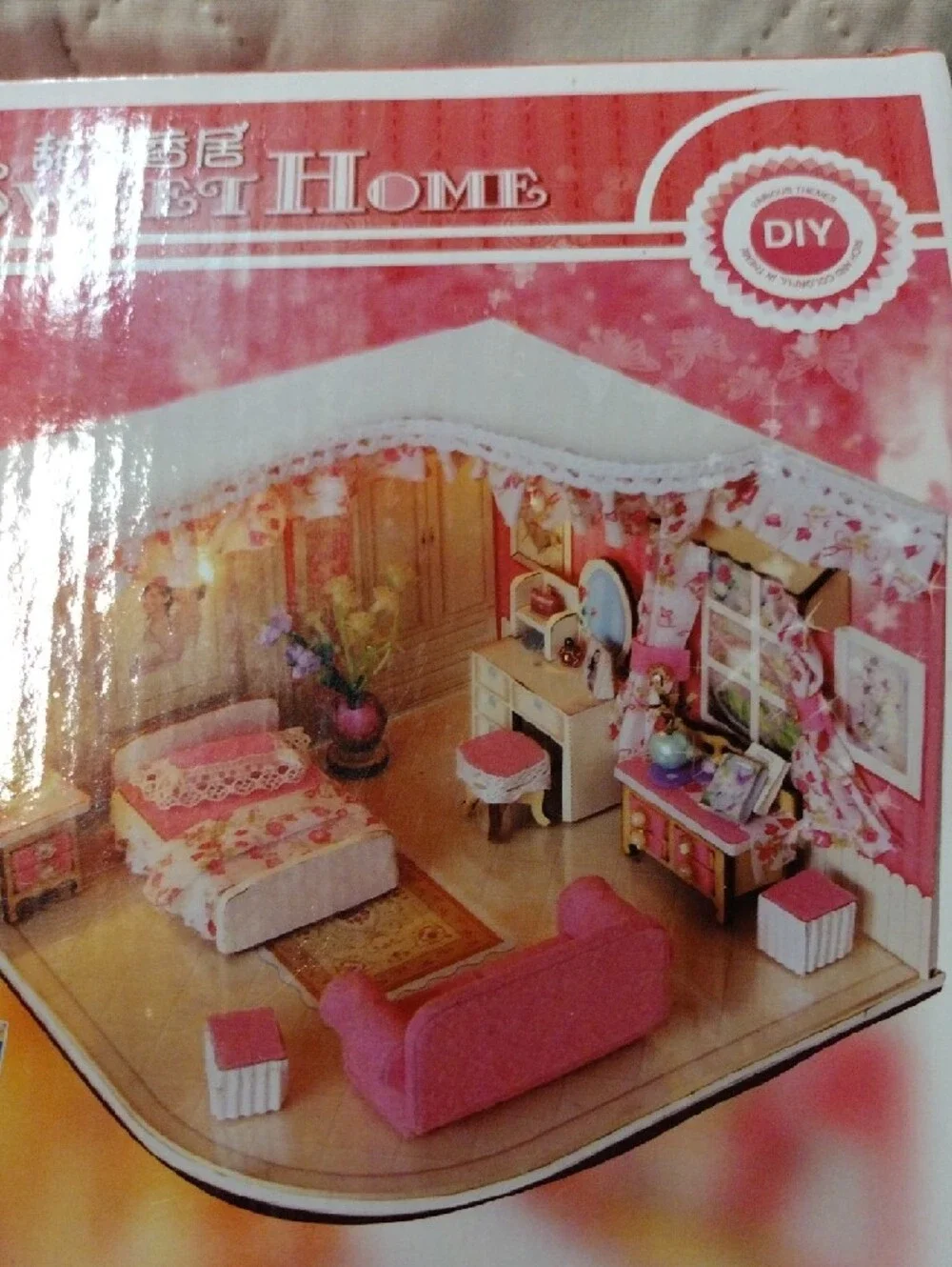 DIY Sweet Home Pink Miniature Dollhouse Kit - Sweet Home